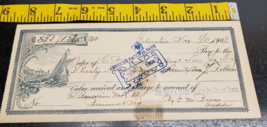 1908 Canceled check - American National Bank - Sailing ships - Beaumont ... - £16.50 GBP