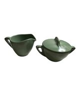 Vintage Melamine Prolon Ware Melmac Creamer Covered Sugar Set USA Green - $25.25