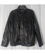 LEVI&#39;S Trucker Jacket Black Faux Leather SHERPA Motorcycle Moto Men XL - $213.10 CAD