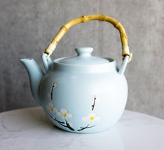 Japanese Sakura Cherry Blossom Branches Pastel Blue Ceramic Tea Pot Teapot 40oz - £20.77 GBP