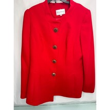 Vintage Lily &amp; Taylor Women&#39;s Blazer Jacket Red Crystal Rhinestones Size 10 - £23.86 GBP