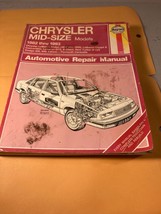 Haynes Chrysler Mid-Size Models 1982-1993 Auto Repair Manual Lebaron New Yorker - $14.99