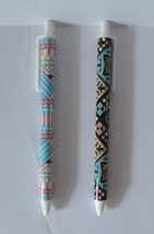 Ballpoint Pens Medium, Blue Ink Geometric Patterns Plastic Barrel Set of 2 - £3.02 GBP