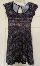 Banana Lemon Sz S Geometric Stretch Dress Fit &amp; Flare - $11.87