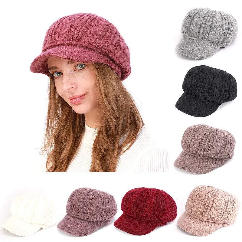 Women Ladies Winter Warm Knit Hat Crochet Slouchy Baggy Peaked Beanie Cap NEW - £13.34 GBP
