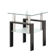 Modern Tempered Glass Coffee &amp; End Table | Black/Transparent Metal Leg - €79,95 EUR