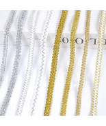 Vintage Gold Silver Trim Ribbon Cotton Lace Edge Trim Belt Applique Fabr... - $12.43 CAD+
