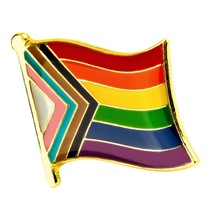 Progress Pride Flag Pin 0.5&quot; Waving Rainbow Lgbt Lgbtq Gay Lesbian Equality - £6.38 GBP