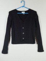 Women&#39;s MODA INT&#39;L Purple Crop Cardigan Cable Knit Sweater V Neck Size S - £11.98 GBP