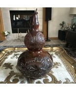 8” China Exquisite Wood Dragon Carving Gourd  Bottle - $379.75 CAD