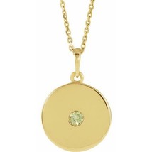 Authenticity Guarantee 
Peridot Disc Necklace in 14k Yellow Gold - £565.39 GBP