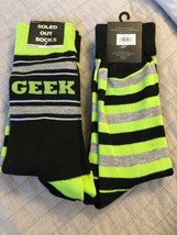 SOLED OUT SOCKS NOVELTY CREW SOCKS  &quot;GEEK&quot; 2 PAIRS BNWTS - £7.97 GBP