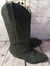Women&#39;s Black Leather Cowboy Boots Made In Brazil Size 7.5 B Evan - £38.98 GBP