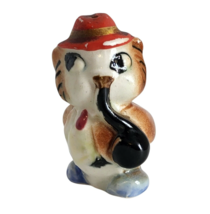Vintage Japan Ceramic Anthropomorphic Owl Smoking Pipe with Red Hat Salt... - $4.93