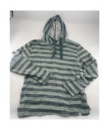 Free Planet Sweatshirt Mens Medium Blue Gray Striped Hoodie Henley Long ... - $248.24 MXN
