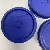 Vtg Tupperware Mini 2 oz Midget Containers Set of 3  Clear Blue 101 201 Lids - £10.85 GBP