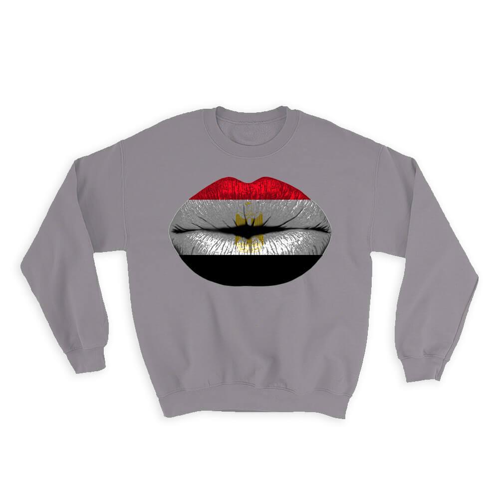 Primary image for Lips Egyptian Flag : Gift Sweatshirt Egypt Expat Country For Her Woman Feminine 