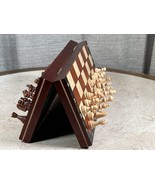 Wood Chess Wooden Magnetic Board Hand Crafted Folding Chessboard Travel Game Set - $44.55