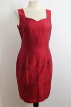 Vtg Jelly Designs 14 US-10 Red Dupioni Silk Tank Sleeveless Sheath Dress... - $34.20