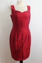 Vtg Jelly Designs 14 US-10 Red Dupioni Silk Tank Sleeveless Sheath Dress... - £26.93 GBP