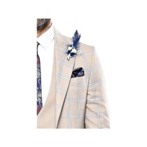 Men 3pc European Vested Suit WESSI by J.VALINTIN Extra Slim Fit JV31 Beige plaid image 9