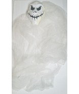 Scary Ghost White Plastic Face Mask Decor with Long White Flowy Tulle - $12.86