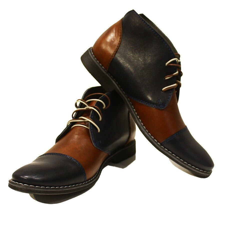 Men Chukka Brown Black Plain Rounded Cap Toe Ankle Leather Lace Up Boots US 7-16