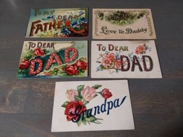 Vintage Dad Father Greeting Postcards Early 1900’s Lot 6 Textured - $14.00