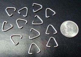 12 Pendant bails 11mm white gold plated triangle 18 ga wire jump rings fps080 - £1.54 GBP