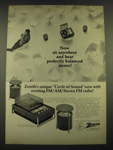 1968 Zenith Troubador Model Z590 Stereo Ad - Now sit anywhere and hear  - $18.49