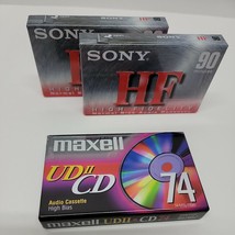 Lot of 3 Blank Audio Cassette Tapes (2 Sony HF) (1 Maxell UDII) New Sealed - £6.16 GBP