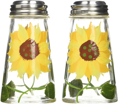 Hand Painted Tapered Salt and Pepper Shaker Set, Sunflowers, Yellow, 2 - £11.57 GBP