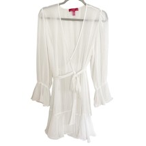 Betsey Johnson White Chiffon Surplice V Neck Sheer Wrap Robe Bridal XS/S NWT - £34.72 GBP