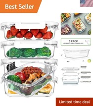 Borosilicate Glass Meal Prep Storage Containers – 36 Oz, 5-Pack, Leak-Re... - $46.50