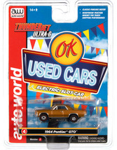 AUTO WORLD &#39;64 Pontiac GTO, Thunderjet Ultra-G HO Slot Car, Electric Racing Gold - $32.66