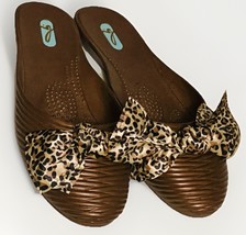 Oka B by Okabashi Women’s ML Brown Supportive Mules &amp; Cheetah Bow Made i... - $23.99