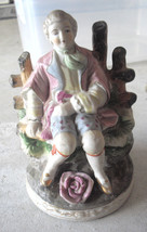 Vintage 1950s Chase Japan Porcelain Colonial Sitting Man Figurine 6&quot; Tall - £27.70 GBP