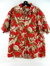 Pierre Cardin Red Floral Short Sleeve Button Up Shirt Mens L - $24.74