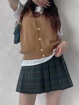 Women Girl Short Pleated Plaid Skirt College Style Plus Size Pleated Plaid Skirt image 2