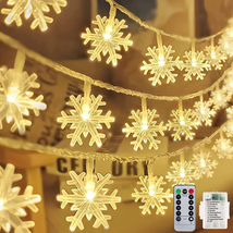 Colcutee Christmas Snowflake Lights, 20Ft 40LED 8 Modes &amp; Timer Battery Operated - £12.96 GBP