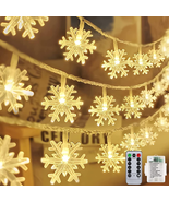 Colcutee Christmas Snowflake Lights, 20Ft 40LED 8 Modes &amp; Timer Battery ... - £13.13 GBP