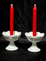 Vintage INDIANA GLASS COLONY Flower Candlestick Holders HARVEST MILK - P... - $12.98