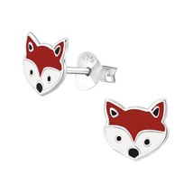 Dark Red Fox 925 Silver Stud Earrings - £11.19 GBP