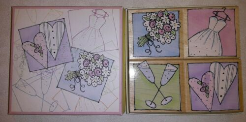 2006 Hero Arts LL071 Wedding Day Wood Mounted Rubber Boxed Stamp Set Pre-owned - $12.86