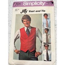 Simplicity 7701 Mens Jiffy Vest &amp; Tie Sewing Pattern Size 44 New uncut - $3.84