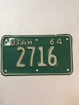 1964 64 Utah Motorcycle License Plate # 2716 - $395.99