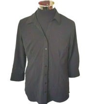 Croft and Barrow Button Front Blouse Womens Size Medium Stretch Spandex Blend - £10.92 GBP