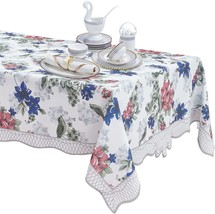 Floral Rectangle Tablecloth Waterproof Tablecloths 60 x 84 Inch Outdoor Table Cl - £30.63 GBP