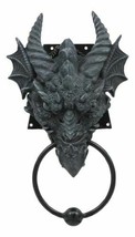 Ancient Medieval Fantasy Horned Dragon Head Door Knocker Resin Dragon Home Decor - £25.94 GBP