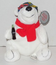 Coca-Cola Polar Bear In checker Cap 8&quot; Beanie bean bag plush toy style #... - £11.40 GBP